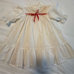 Vintage Polly Flinders Infant Hand Smocked Dress Size 3-6 Months Heirloom Lace